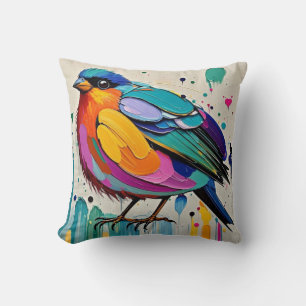 Birds colourful art abstract fat giant cute funny  cushion
