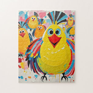 Birds colourful art abstract fat giant cute funny  jigsaw puzzle