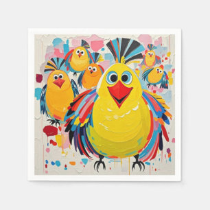 Birds colourful art abstract fat giant cute funny napkin