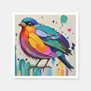 Birds colourful art abstract fat giant cute funny napkin