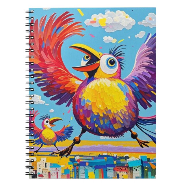 Birds colourful art abstract fat giant cute funny  notebook (Front)
