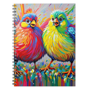 Birds colourful art abstract fat giant cute funny notebook