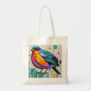 Birds colourful art abstract fat giant cute funny  tote bag