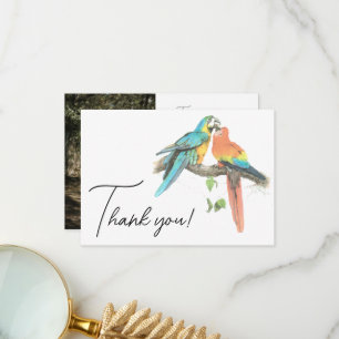 Birds Couple Colourful Tropical Elegant Thank You Card