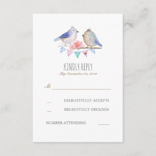 birds couple rustic woodland wedding rsvp card