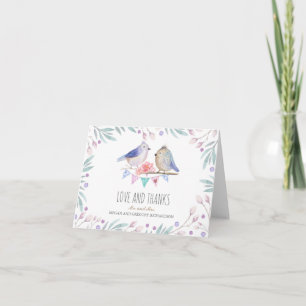 birds couple woodland watercolor wedding thank you