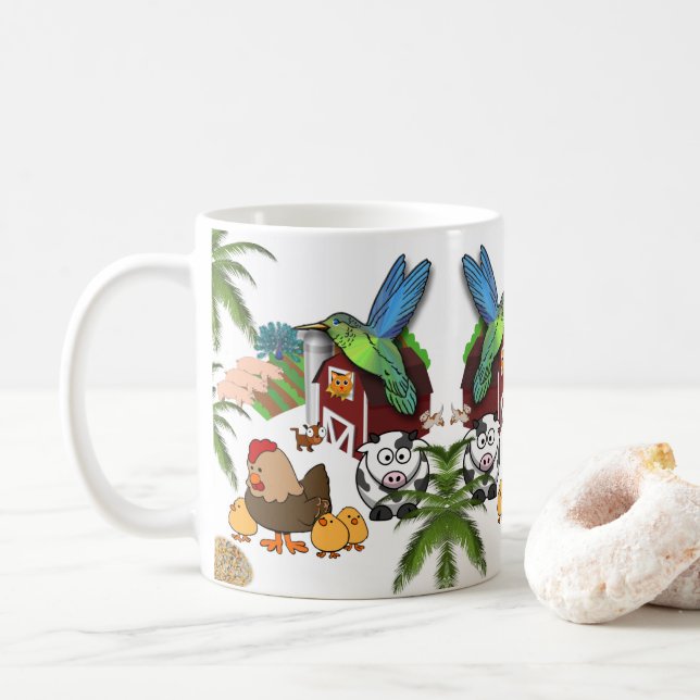 Birds Cow Pigs Mug (With Donut)