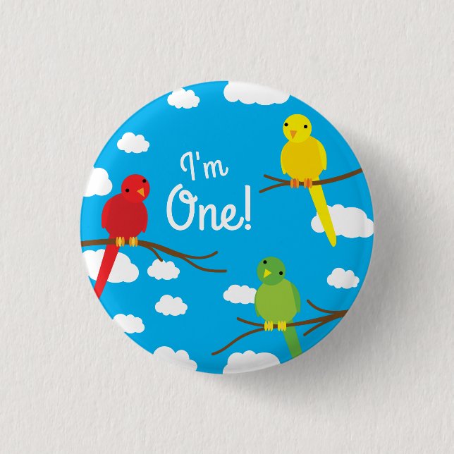 Birds Cute Colourful Spring 1st Birthday 3 Cm Round Badge (Front)