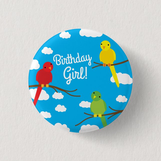 Birds Cute Colourful Spring Kid's Birthday 3 Cm Round Badge (Front)