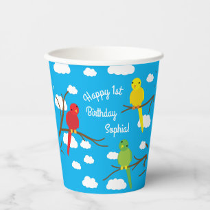 Birds Cute Kid's Birthday Paper Cups