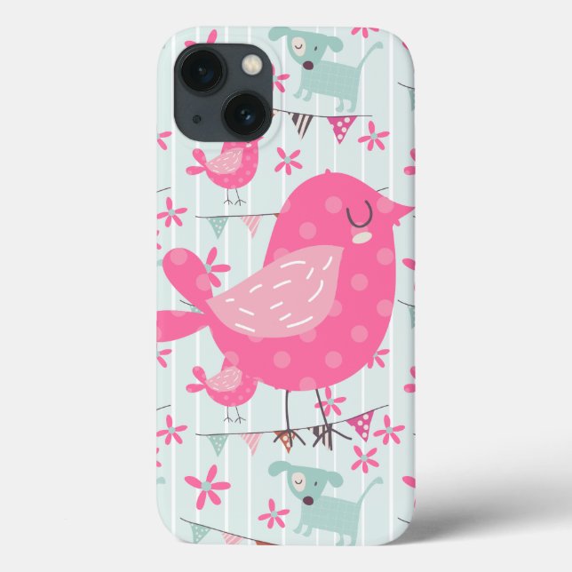 Birds, Dogs, Banners, Flowers Case-Mate iPhone Case (Back)