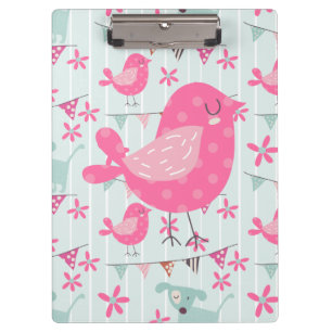 Birds, Dogs, Banners, Flowers Clipboard