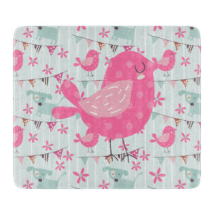 Birds, Dogs, Banners, Flowers Cutting Board