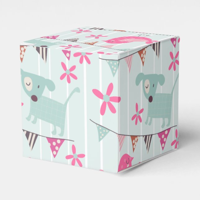Birds, Dogs, Banners, Flowers Favour Box (Front Side)