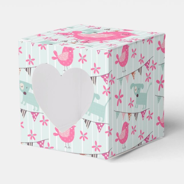 Birds, Dogs, Banners, Flowers Favour Box (Front Side)