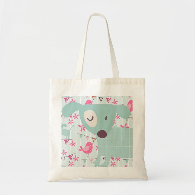 Birds, Dogs, Banners, Flowers Tote Bag (Front)