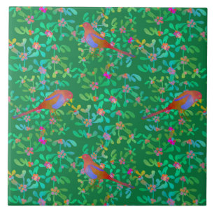 Birds Doing Brunch at Misty Forest Tile
