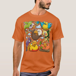 Birds Doodles Hand Drawn friends T-Shirt