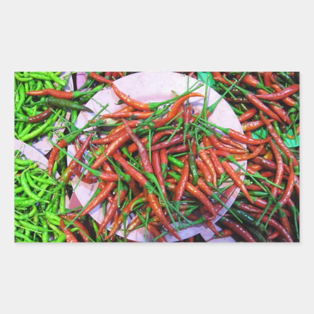 Bird's Eye Chilli Peppers Rectangular Sticker (Front)