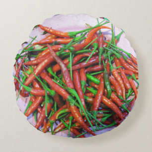 Bird's Eye Chilli Peppers Round Cushion