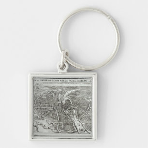 Bird's Eye Plan of Paris, 1615 Key Ring