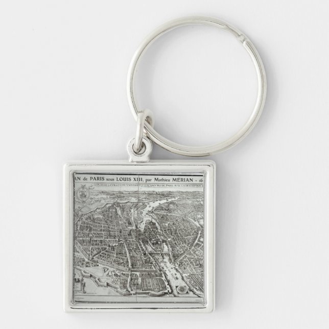 Bird's Eye Plan of Paris, 1615 Key Ring (Front)