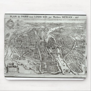 Bird's Eye Plan of Paris, 1615 Mouse Mat