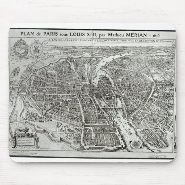 Bird's Eye Plan of Paris, 1615 Mouse Mat (Front)