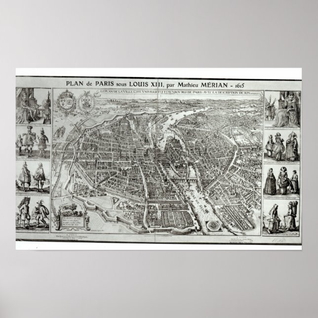 Bird's Eye Plan of Paris, 1615 Poster (Front)