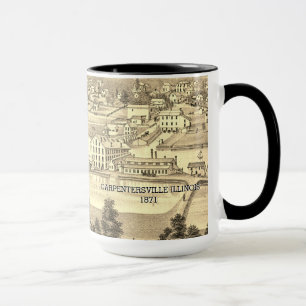 Birds Eye View Carpentersville Illinois 1871 Litho Mug