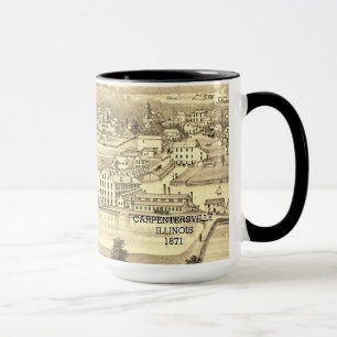 Birds Eye View Carpentersville Illinois 1871 Litho Mug