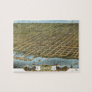 Bird's Eye View City of Erie Pennsylvania 1870 Jigsaw Puzzle