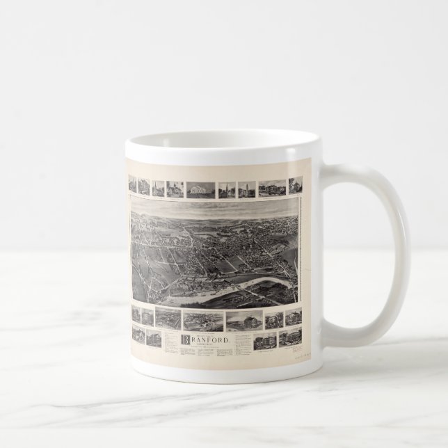 Bird's-eye view Map of Branford Connecticut (1905) Coffee Mug (Right)