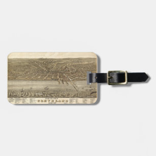 Birds eye view Map of Cleveland Ohio (1877) Luggage Tag