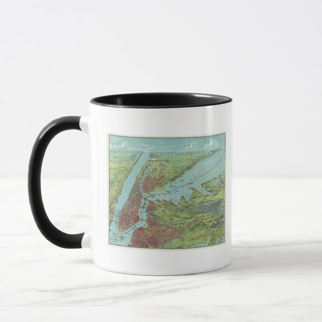 Birds Eye View Map Of New York And Vicinity Mug (Left)