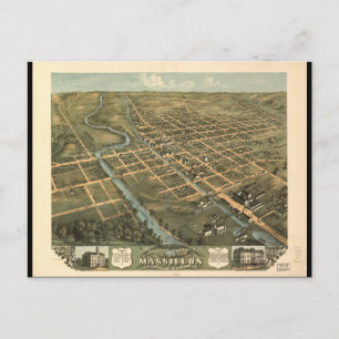 Bird's eye view Massillon Stark County Ohio (1870) Postcard