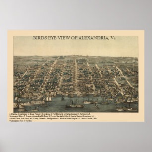 BIRDS EYE VIEW OF ALEXANDRIA, VA Civil War Map Poster