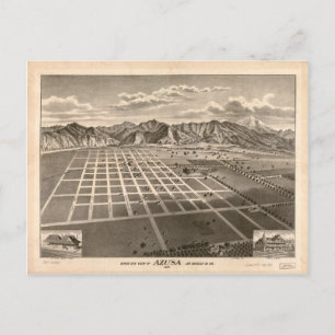 Bird's Eye View of Azusa, California (1887) Postcard
