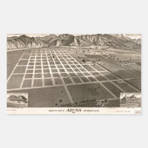 Bird's Eye View of Azusa, California (1887) Rectangular Sticker