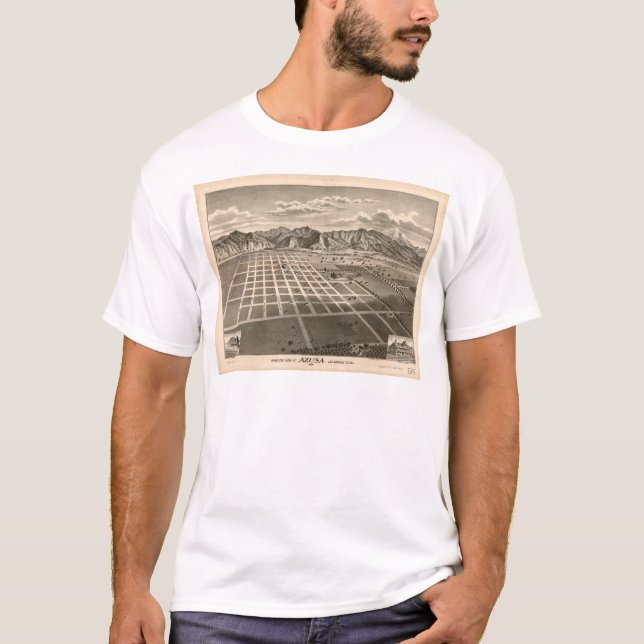 Bird's Eye View of Azusa, California (1887) T-Shirt (Front)