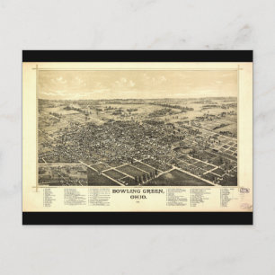Bird's Eye View of Bowling Green Ohio (1888) Postcard