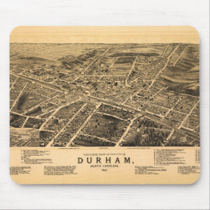 Bird's-eye view of Durham, North Carolina (1891) Mouse Mat