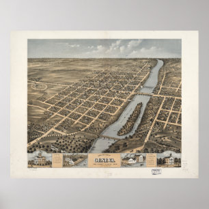 Bird's Eye View of Geneva, Illinois (1869) Poster