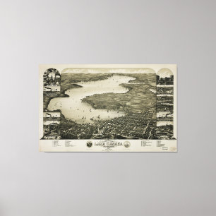 Bird's eye view of Lake Geneva, Wisconsin (1882) Canvas Print