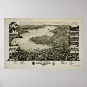 Bird's eye view of Lake Geneva, Wisconsin (1882) Poster