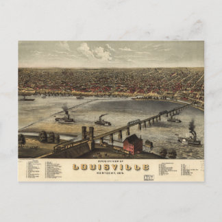 Bird's eye view of Louisville, Kentucky (1876) Postcard