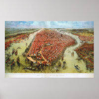 Bird's Eye View of Manhattan, Bachmann 1865 Print