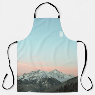 BIRD'S EYE VIEW OF MOUNTAIN PEAKS UNDER BLUE SKY APRON