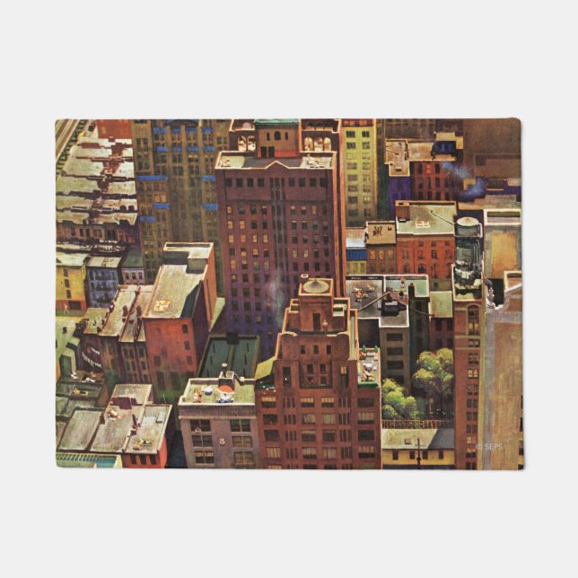 Bird's-Eye View of New York City by John Falter Doormat (Front)