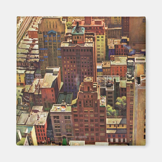Bird's-Eye View of New York City by John Falter Magnet (Front)